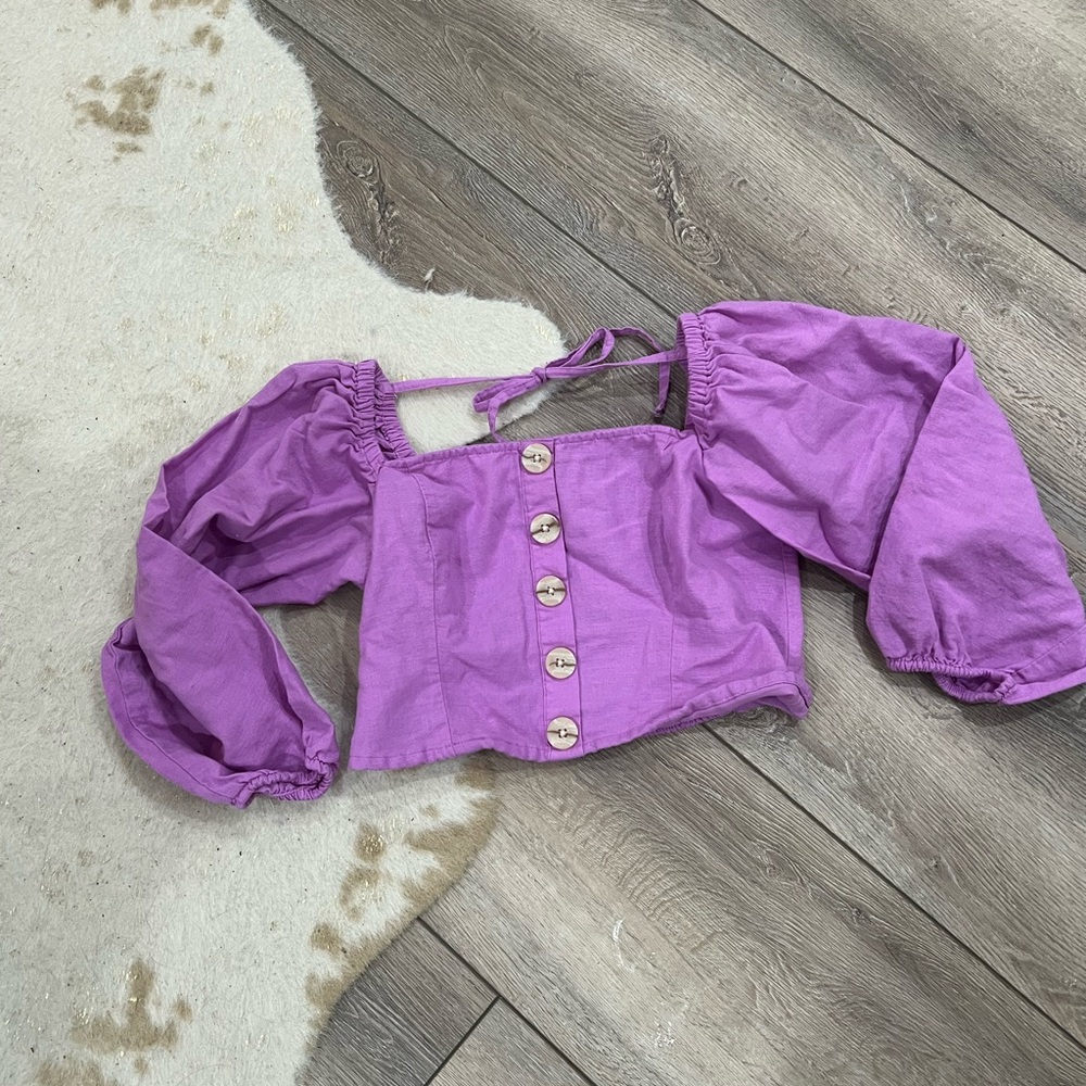 American eagle purple button down swears neck top